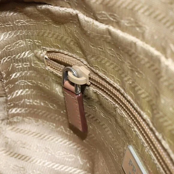 PRADA Shoulder Bag Nylon Beige Silver